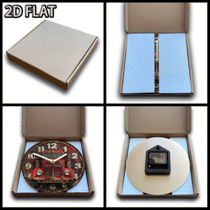 Silent Quartz Movement Round Wall Clock with Red Electric Guitar & Speakers Design - Glass Art Clock for Bedroom, Kitchen, Stud