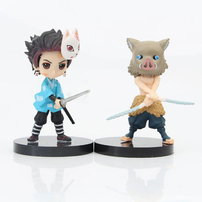 6 unidades/12 unidades/conjuntos Q Posket Atacado de Miniaturas Demon Slayer Kimetsu No Yaiba Pequenas Bonecas de PVC Decoração de Mesa