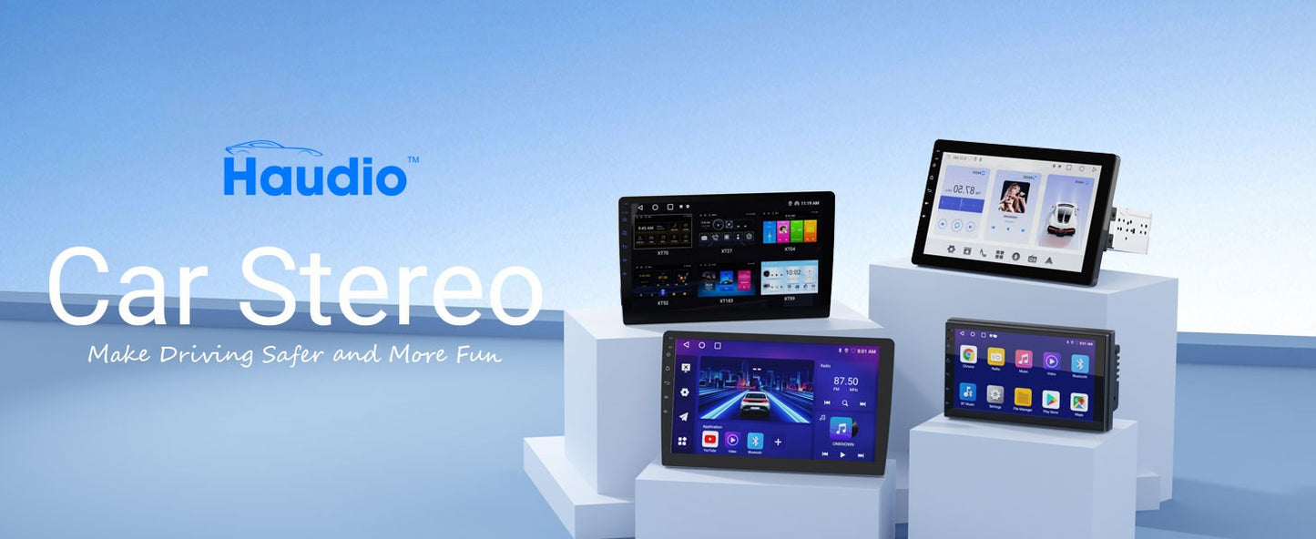 Central Multimídia Automotiva Duplo Din Sem Fio Haudio 10.1" com CarPlay e Android Auto, Rádio Automotivo com BT 4.1/Mirror Link/Câmera de Ré/FM/AM