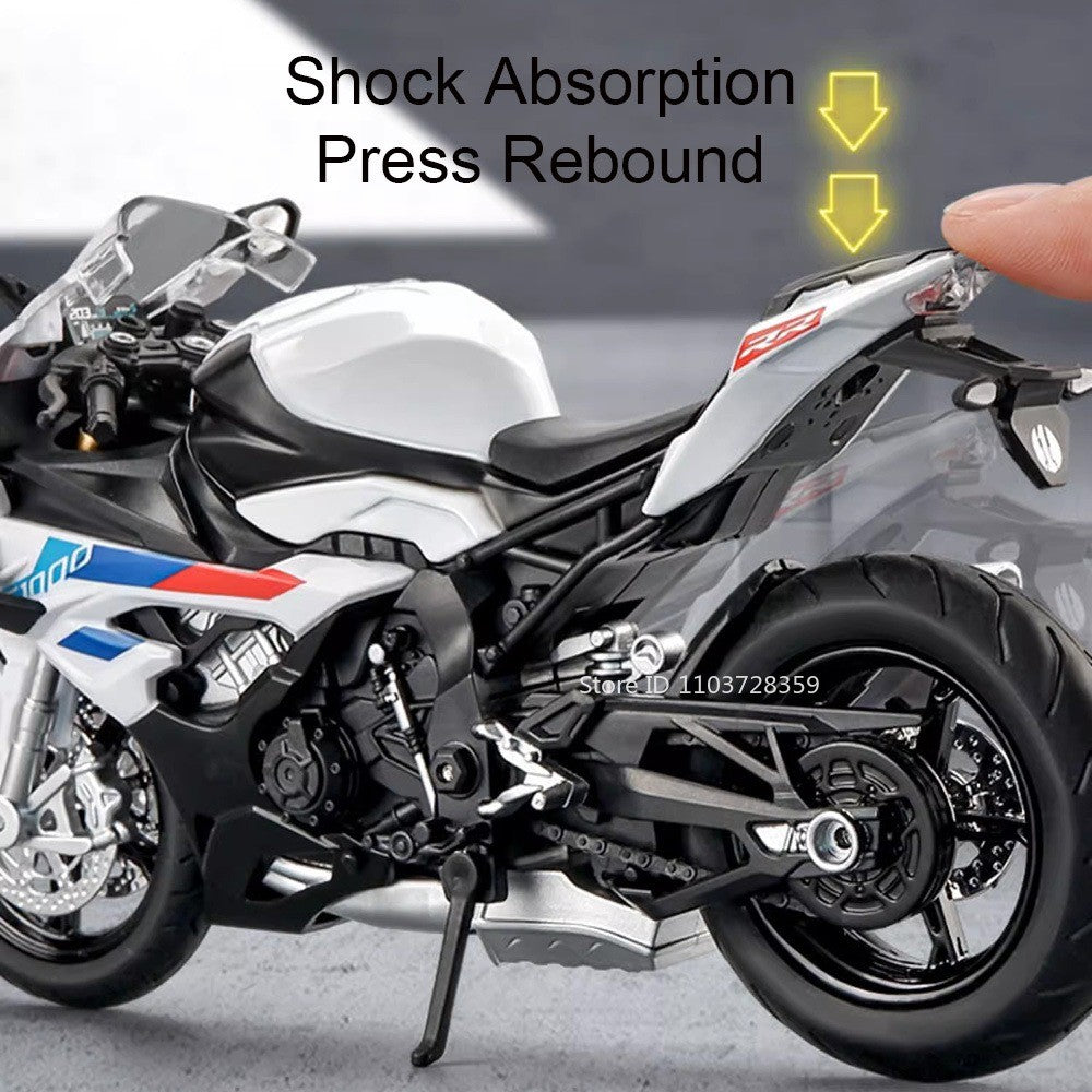 1:12 RRS1000 S1000RR Modelo de Brinquedo Motos de Liga Fundida Motocicletas Amortecimento Roda Dianteira Direcionável Pneus de Borracha Presente para Meninos