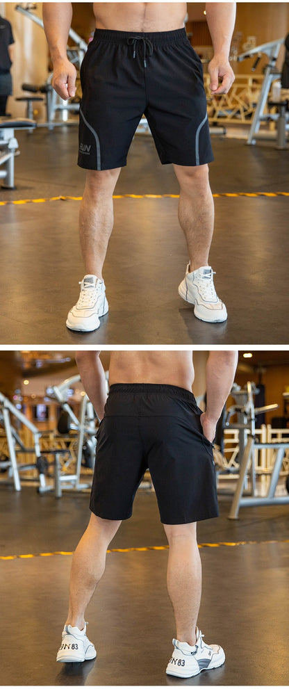 Men Beach Shorts Male Gym Fitness Sport Short Pants Joggers Basketball Sportswear Bodybuilding Loose Plus Size Zip Pocket