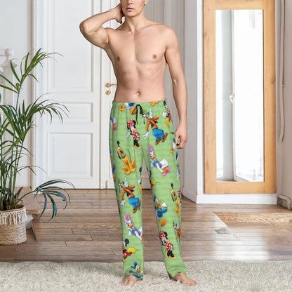 Custom Print Mickey Mouse Donald Duck Pajama Pants Men Sleep Sleepwear Bottoms with Pockets