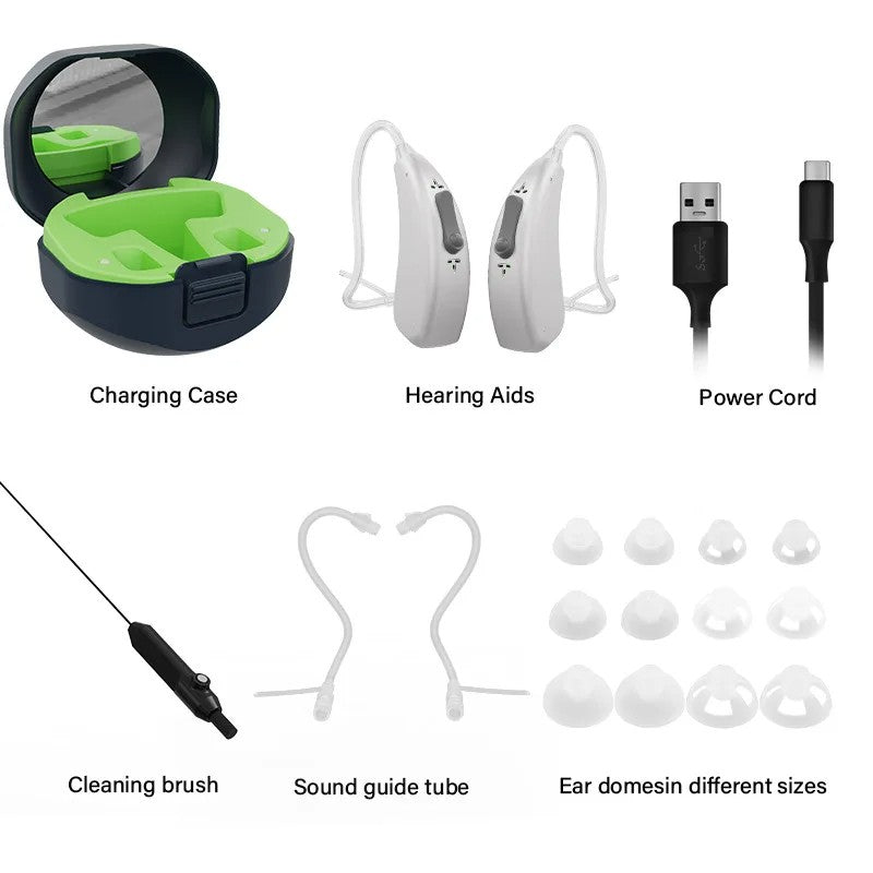 Novo e melhor Aparelho Auditivo Digital Bluetooth BTE de 2024, Amplificador de Som com Tom Ajustável, Portátil, para Idosos Surdos