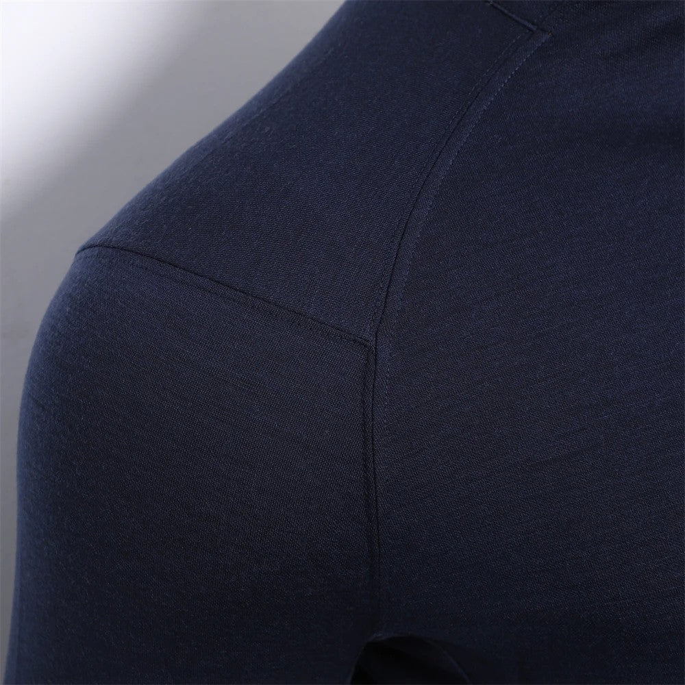 42% Merino Wool Base Layer Shirt Men 1/2 Zip Thermal Underwear Long Sleeve Shirts 210G Hiking Sports Breathable Wicking Moisture