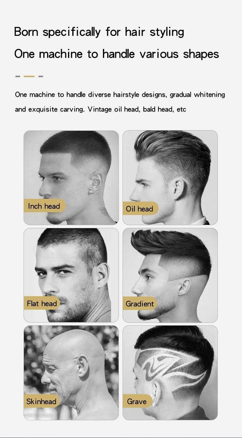 Electric Hair Clipper Professional Men's Hair Clipper LCD Display T-Blade Trimmer Zero Gap Cordless Rechargeable Men's Trimmer G