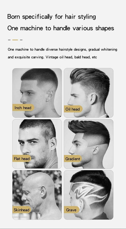 Electric Hair Clipper Professional Men's Hair Clipper LCD Display T-Blade Trimmer Zero Gap Cordless Rechargeable Men's Trimmer G