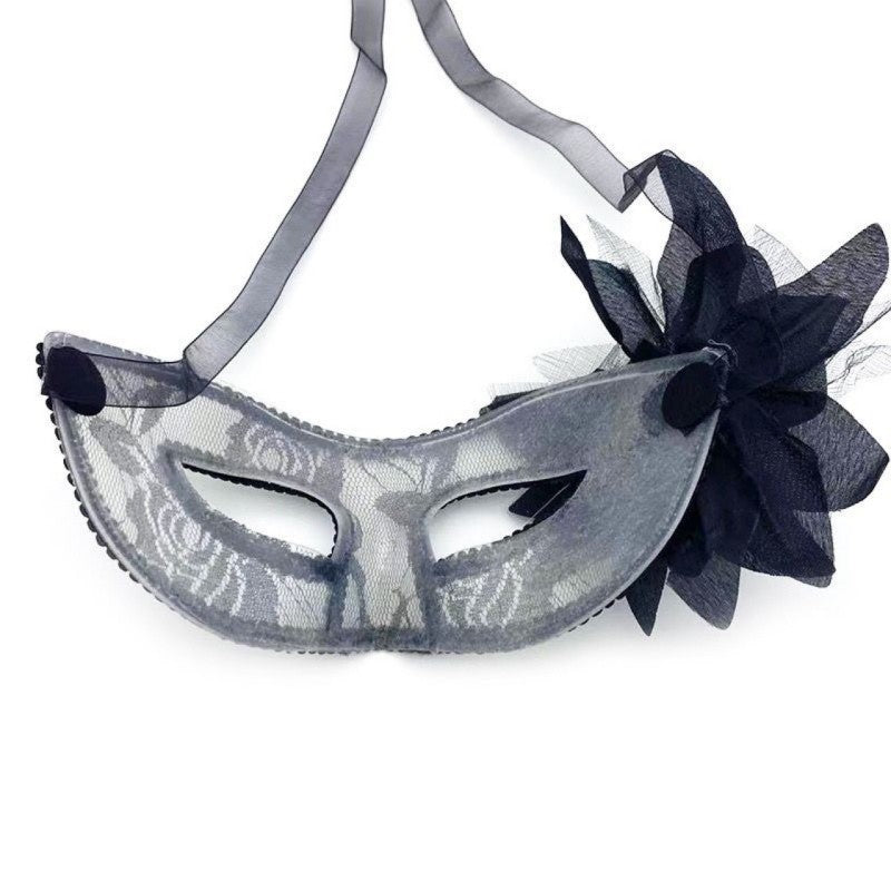 Dance Party Venetian Lace Mask Feather Flower Wedding Carnival Performance Lady Sexy Perspective Face Mask Masquerade Christmas