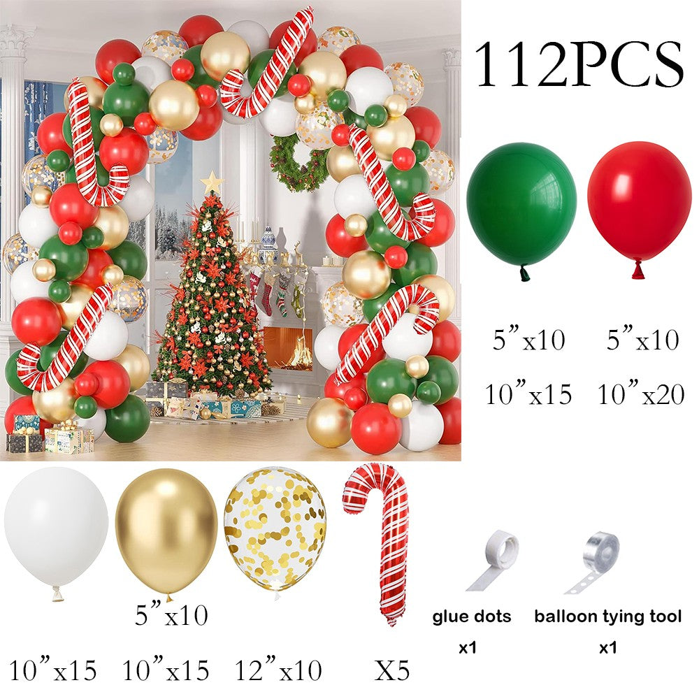 Christmas Theme Red Green Ballon Arch Kit Gold Confetti Latex Balloons Garland Xmas Candy Cane Foil Globos Home Party Decoration
