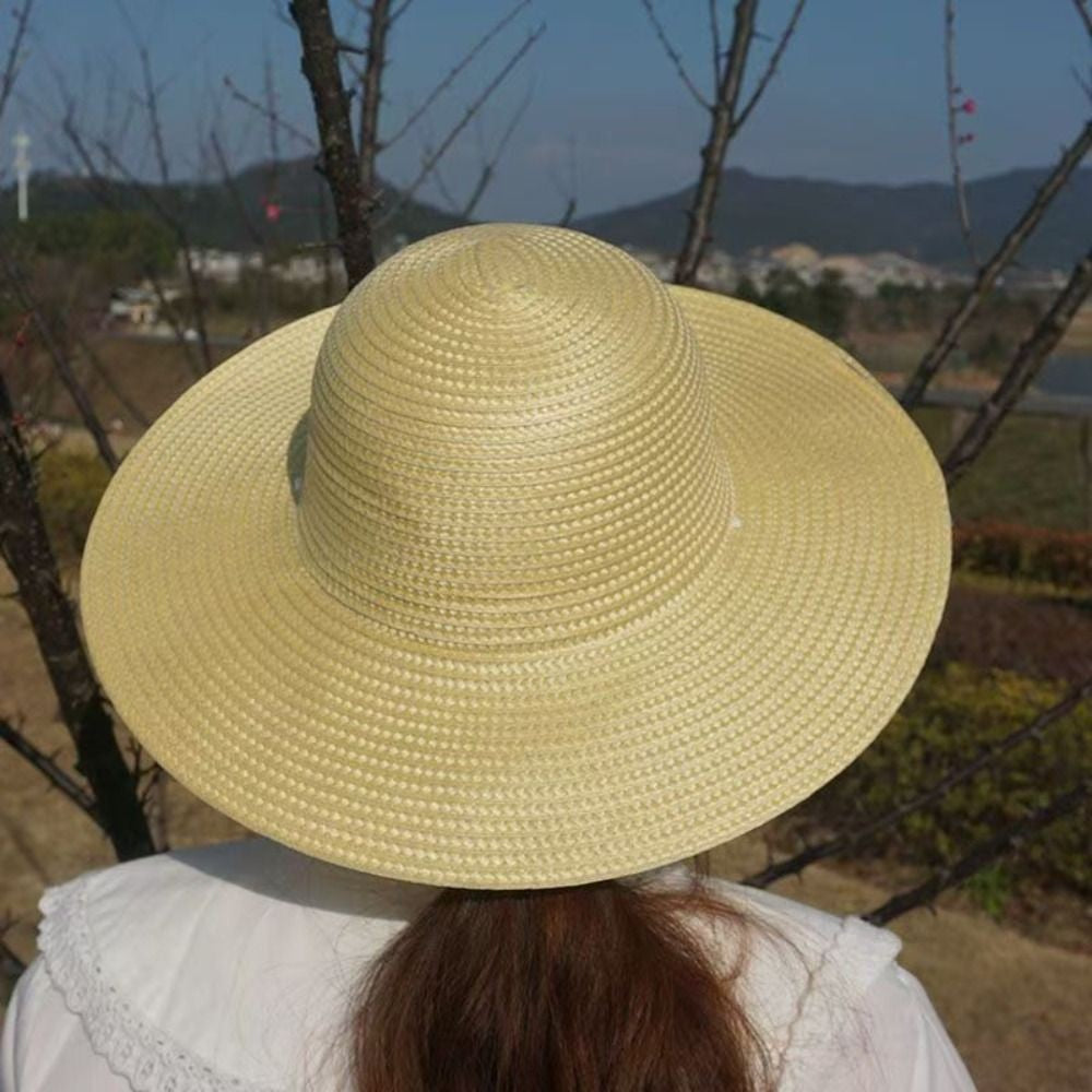 Summer Simple Straw Hats Women Men Wide Brim Beach Sun Hat Uv Protection Fishing Caps Farm Straw Hat With Windproof Rope Panama