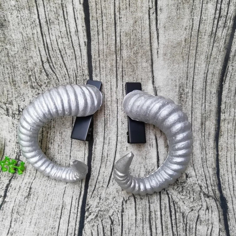New Handmade Black Demon Horn Headwear Halloween Cosplay Gothic Animal Sheep Horn Props Dark Queen Performance Accessory