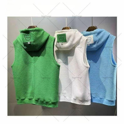 Y2K Harajuku Fashion Oversized Zipper Hooded Short-sleeved Men American Street Hip-hop Retro Casual Loose T-shirt Women