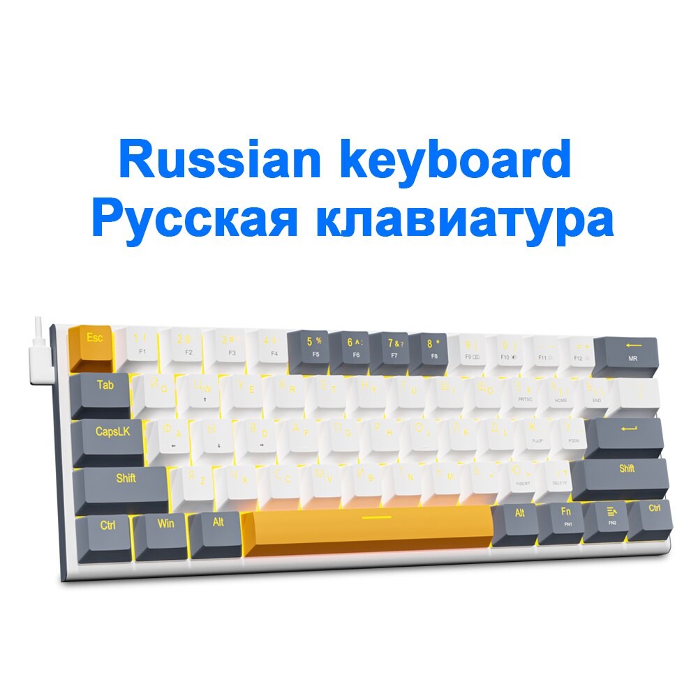 E-YOOSO Z11 Teclado Mecânico para Jogos USB com Fio Red Switch 61 Teclas Gamer Russo Português Brasileiro para Computador PC Laptop