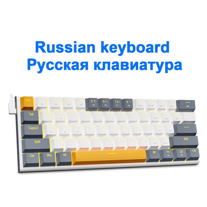 E-YOOSO Z11 Teclado Mecânico para Jogos USB com Fio Red Switch 61 Teclas Gamer Russo Português Brasileiro para Computador PC Laptop