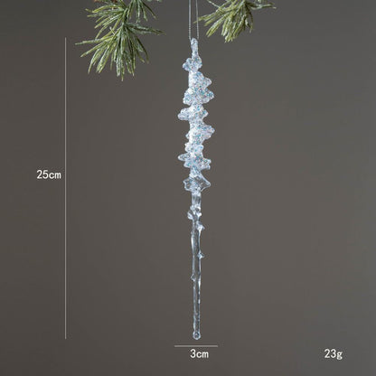 High Quality Crystal Clear Christmas Tree Ornaments Acrylic Glitter Icicle Decorations Transparent Hanging Party Holiday Decor