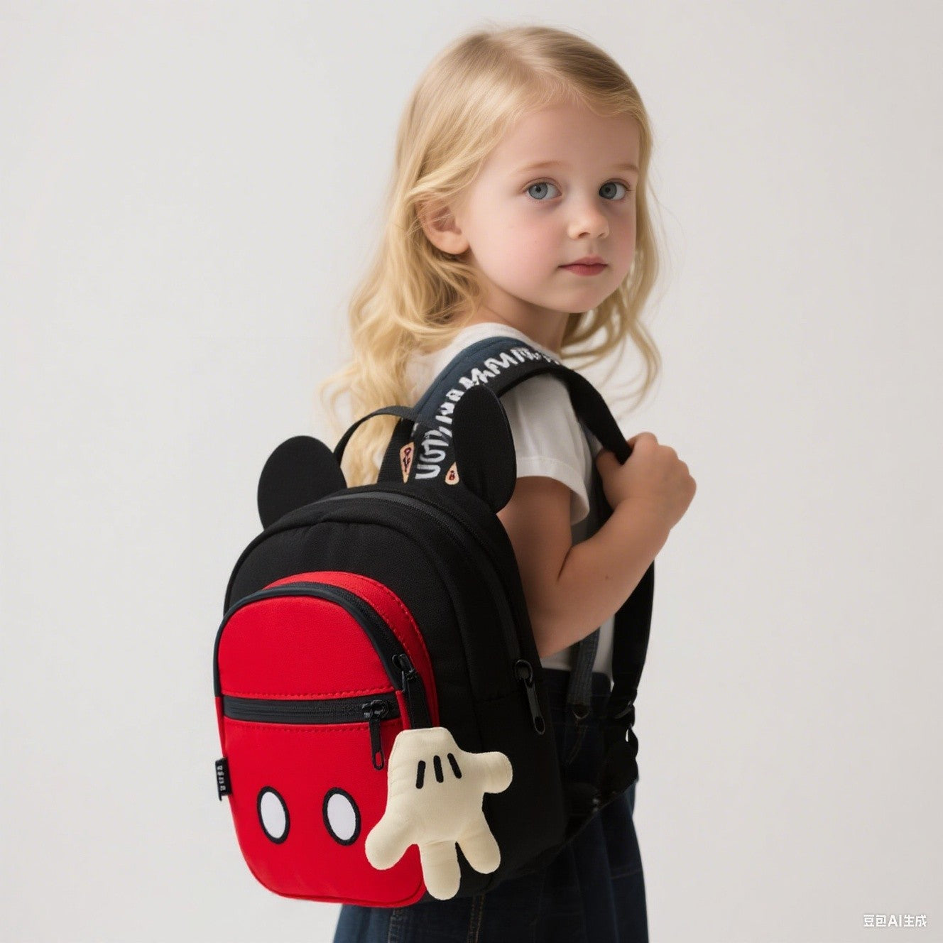 Mochila Mickey de Três Camadas Disney Escola Leve Linda Mochila Infantil Com Um Pingente