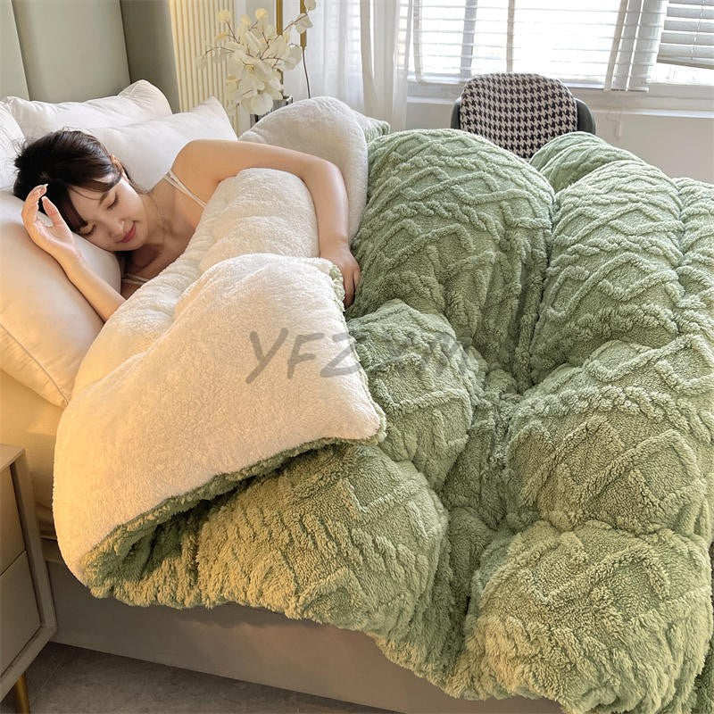 Manta de Cama Grossa de Inverno Quente de Alta Qualidade Cordeiro Artificial Caxemira Cobertores Pesados Edredom de Inverno Mais Grosso e Quente