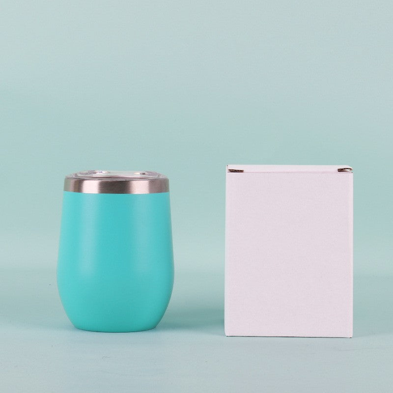 50pcs Custom 12oz Double Wall Stainless Steel Wine Tumbler Insulated Vacuum Egg Shape Wine Tumbler with Sliding Lids