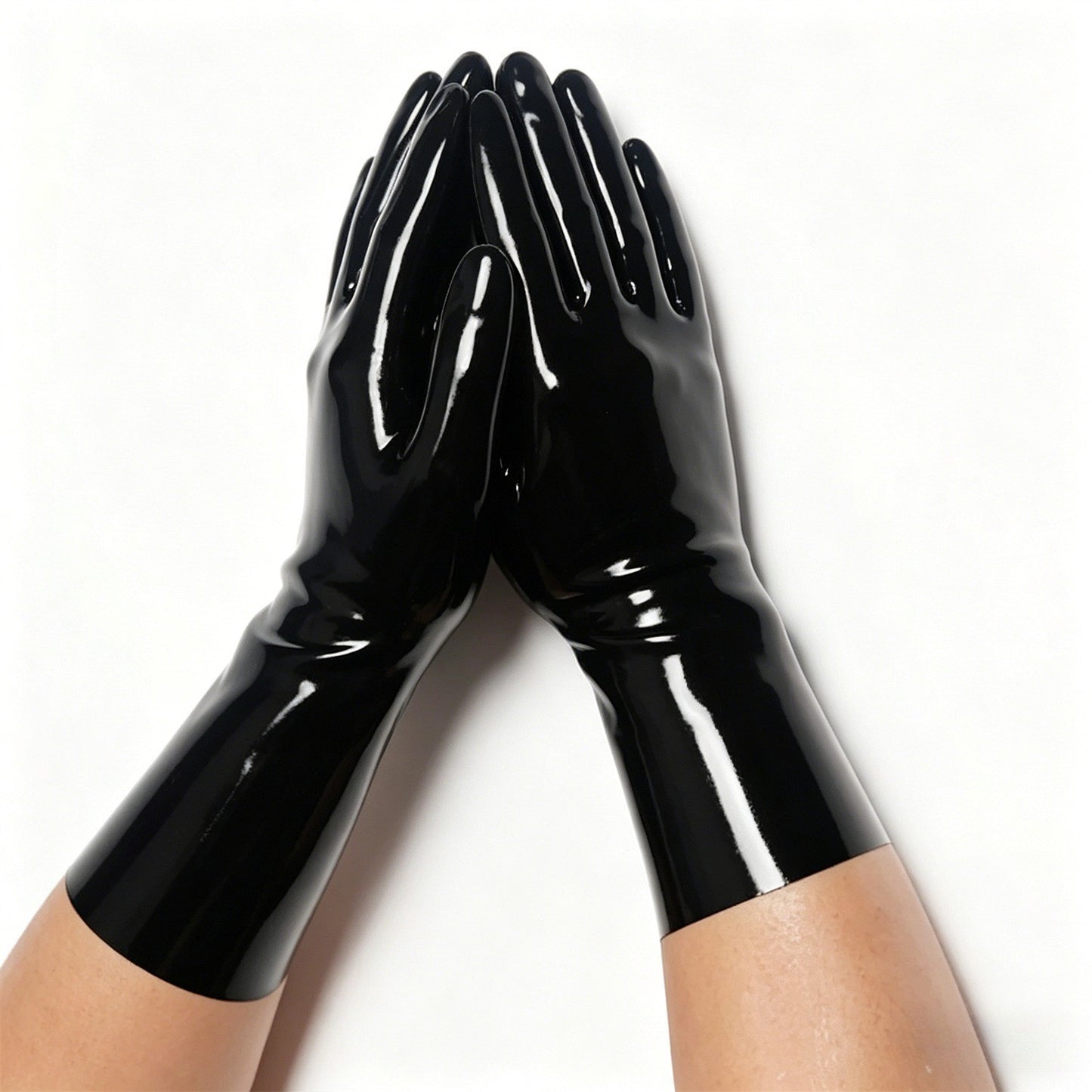 Unisex Natural Latex Black Gloves Rubber Short Gloves Cosplay Costumes Accessory