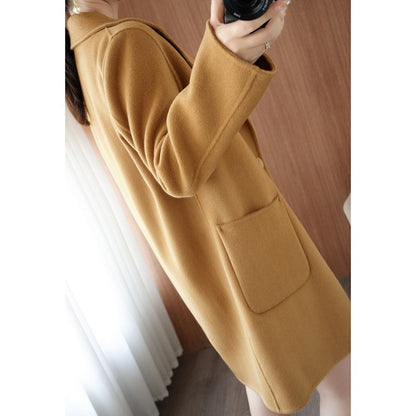 Autumn Winter Girls Fashion Mid-Long Jackets Female Casual Woolen Blends Coats Clothes Lady Korean Fashion Designer Coat