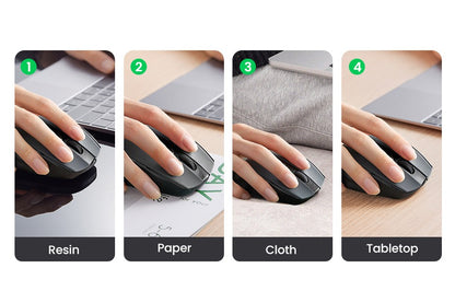 Mouse sem fio UGREEN Bluetooth 5.0 Mouse ergonômico 4000DPI 6 botões silenciosos Mouse para MacBook Tablet Laptops Computador PC 2.4G