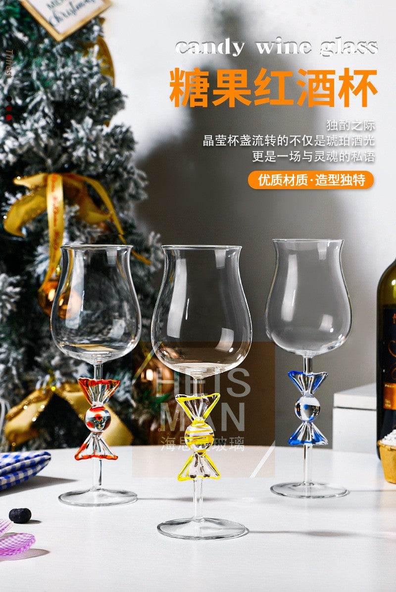 Copo de Vidro Criativo de Alta Boro para Doces, Taça Alta, Presente de Natal, Taça de Vinho Tinto para Doces de Alta Qualidade para Casa