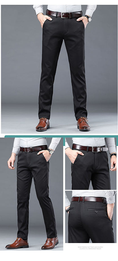 Calças Sociais Masculinas Finas para o Verão, Justas, de Algodão, Estilo Casual de Negócios, Cores Verde, Preto, Cáqui, Calças de Marca Masculinas Tamanhos 30-40