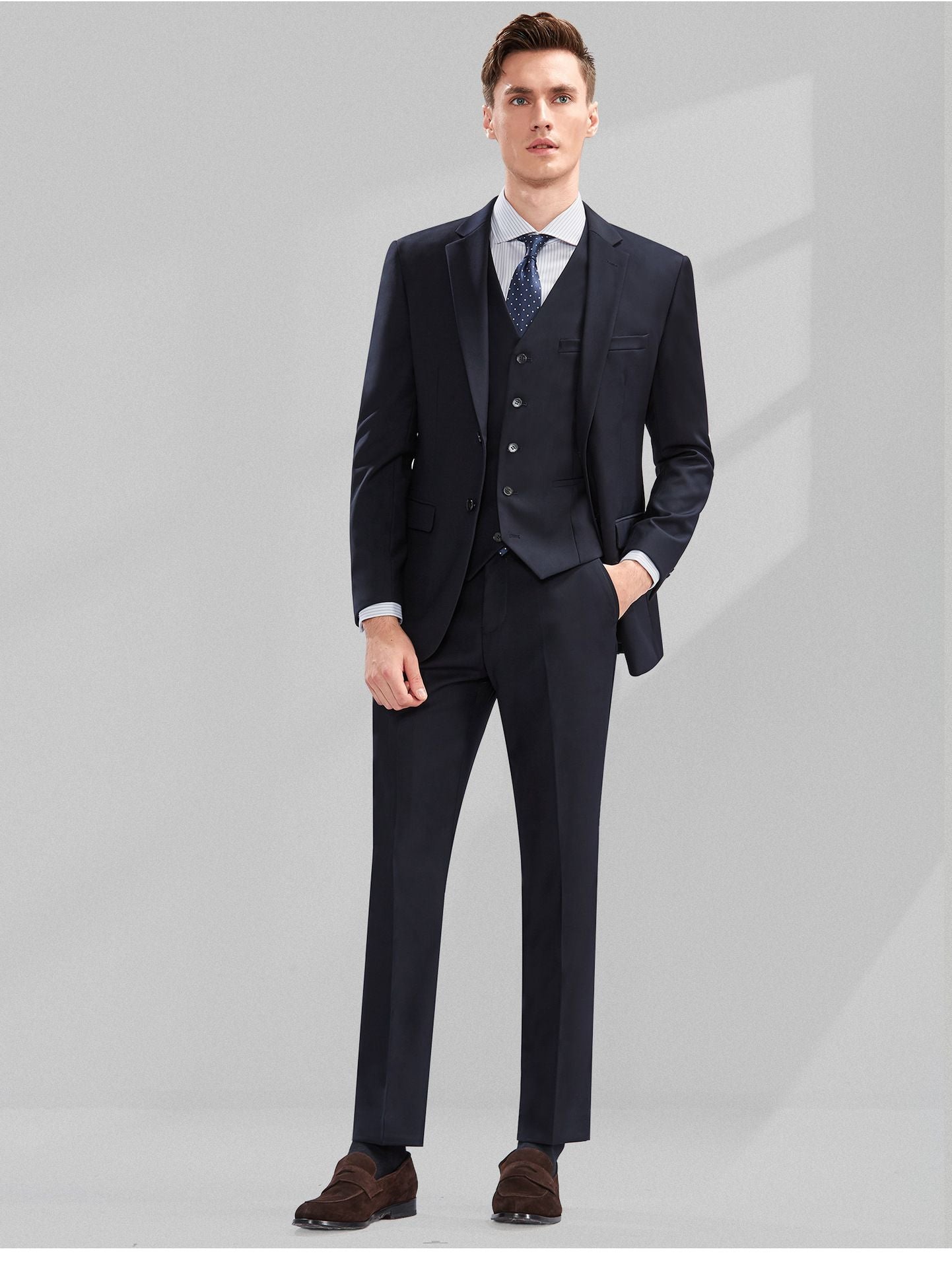 Suit Men (Blazer+Pants) Fashion Business Casual Slim-fit Formal Dress Banquet Work English Style Evening Dress Solid Color Suit