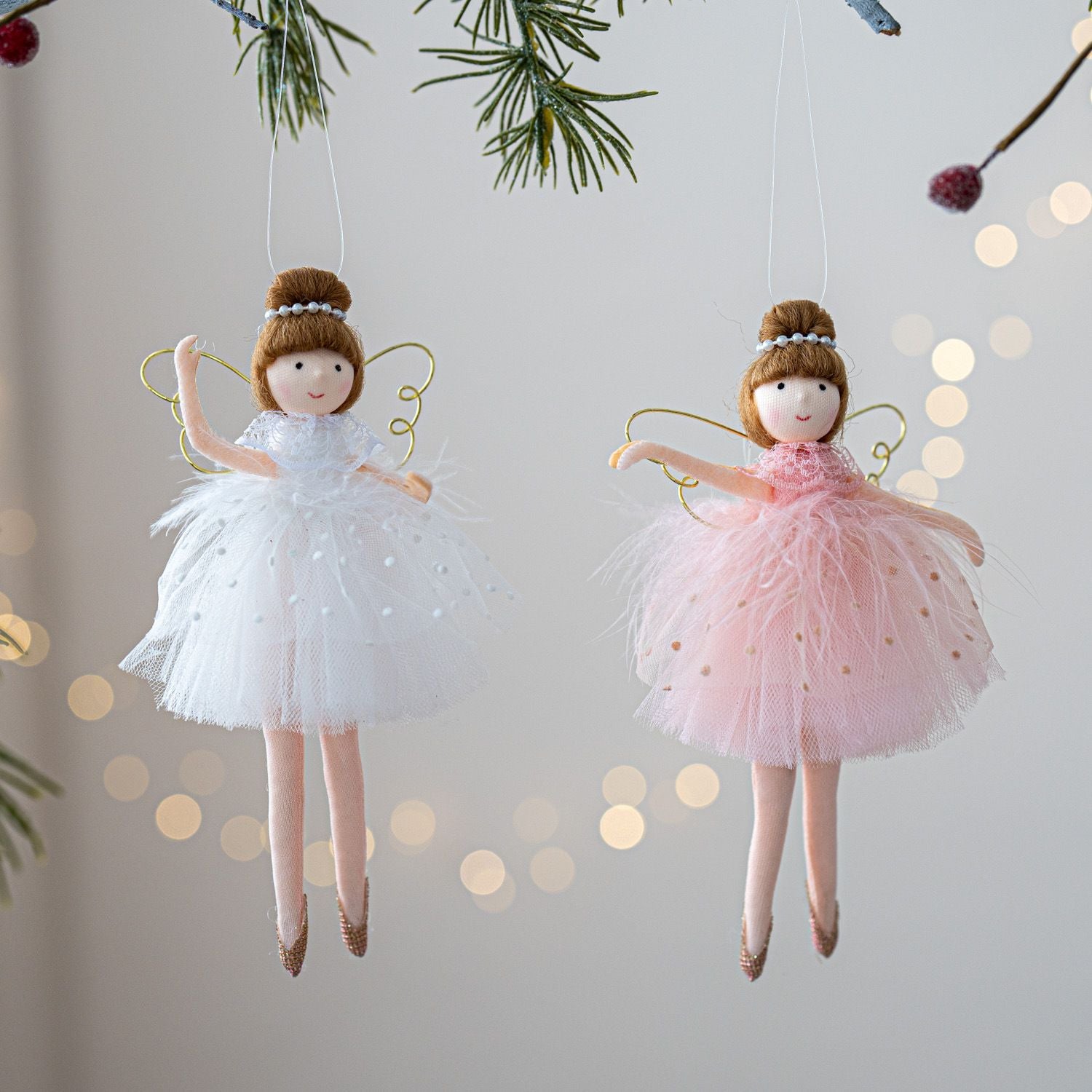 Christmas chiffon dress angel girl doll decoration Christmas tree pendant hanging decoration family New Year decoration