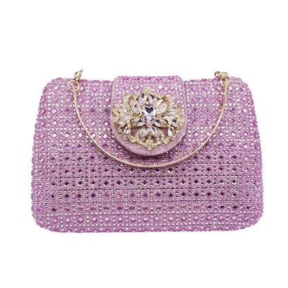 Sparkling Rhinestone Clutch Bag Lady Crystal Evening Purse Luxury Metal Handle Chain Handbag Wedding Party Dinner Diamond Bags