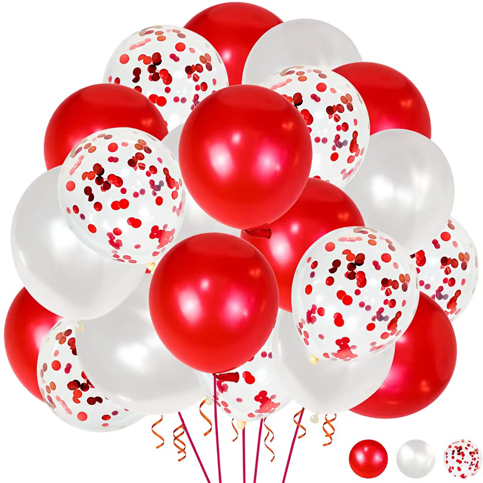 41pcs Pearl White Red Latex Balloon Set 12 Inch Red Confetti Balloons Birthday Wedding Bride Wedding Christmas Decorations