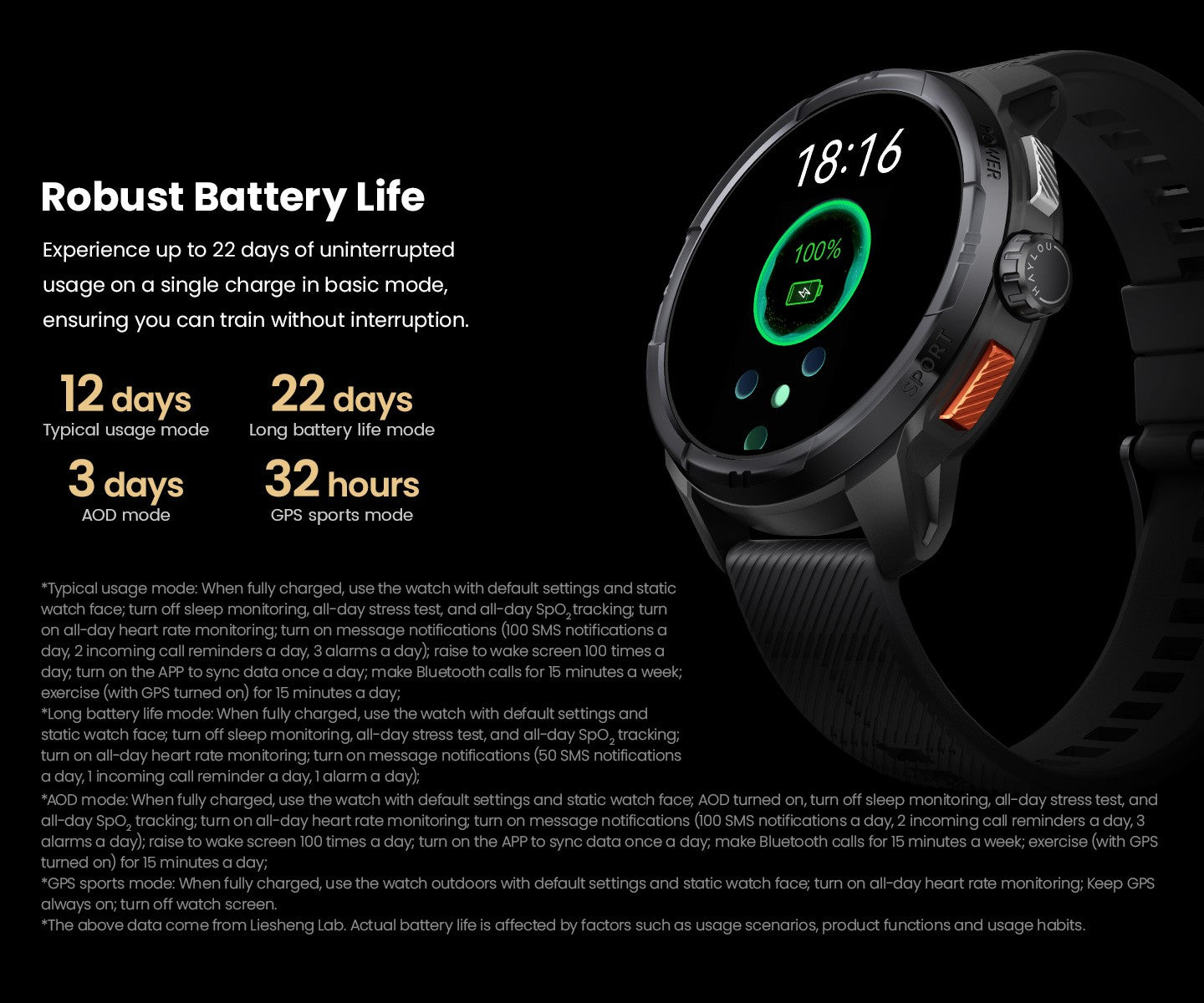 Smartwatch GPS HAYLOU Solar Ultra, Tela AMOLED de 1,6", 5ATM à prova d'água, GPS integrado, Chamadas telefônicas Bluetooth, Relógio inteligente esportivo