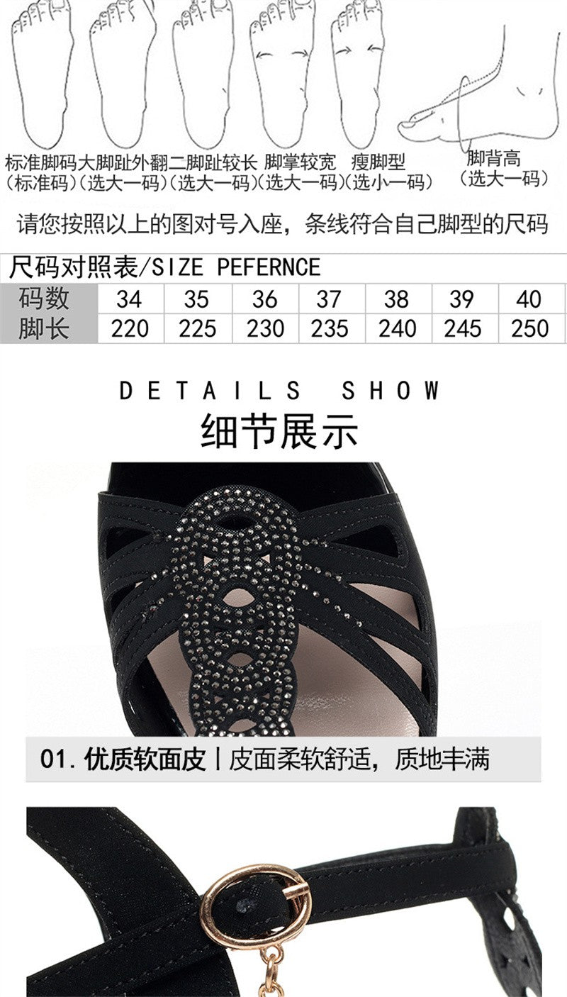 2025 New All-Match Thick Heel Thick Sole Fish Mouth Shoes Middle-Aged Women's Summer Elegant Mother Professional Sandals Fashion