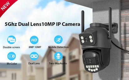 BESDER 4K 8MP 8x Hybrid Zoom Dual Lens PTZ IP Camera WiFi Human Detection 4MP Audio Security Video Surveillance