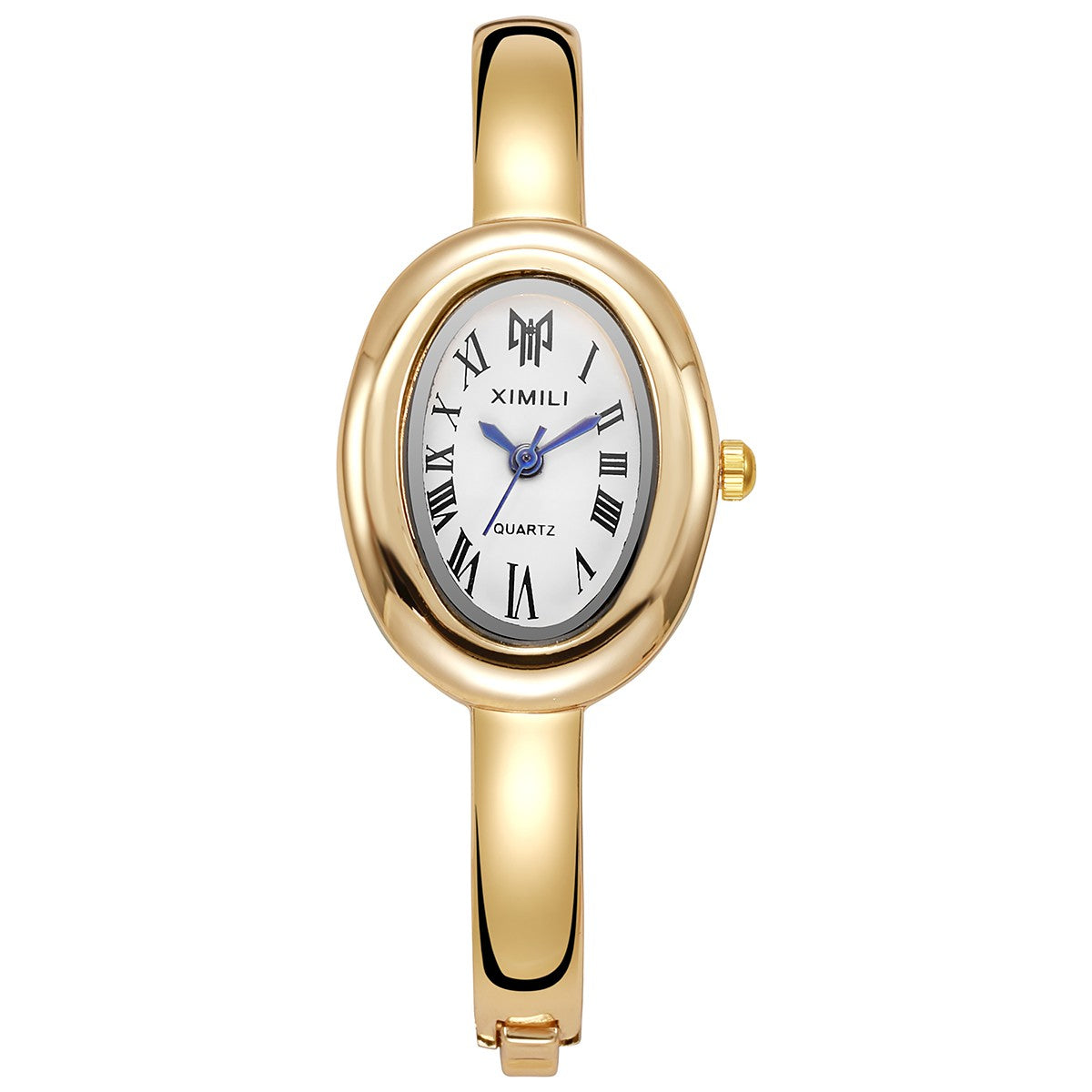 Niche Design Oval Bangle-style Quartz Women's Watch, Roman Dial, Exquisite Retro Light Luxury Versatile Ladies' Watch