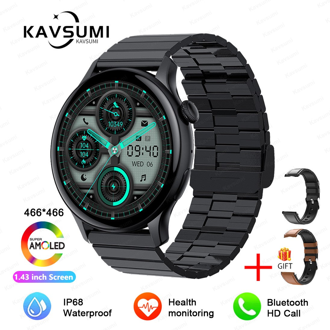 Smartwatch Feminino 2025 NFC Amoled HD GPS Monitor Cardíaco Bluetooth Ligações à Prova D'Água Para Mulheres Presente