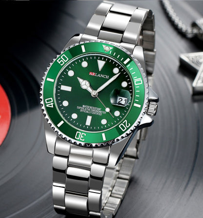 Business Stainless Steel Watch 40mm Classic Red Blue Circle Diving Series Magnifying Glass Calendar Quartz Watches montre homme