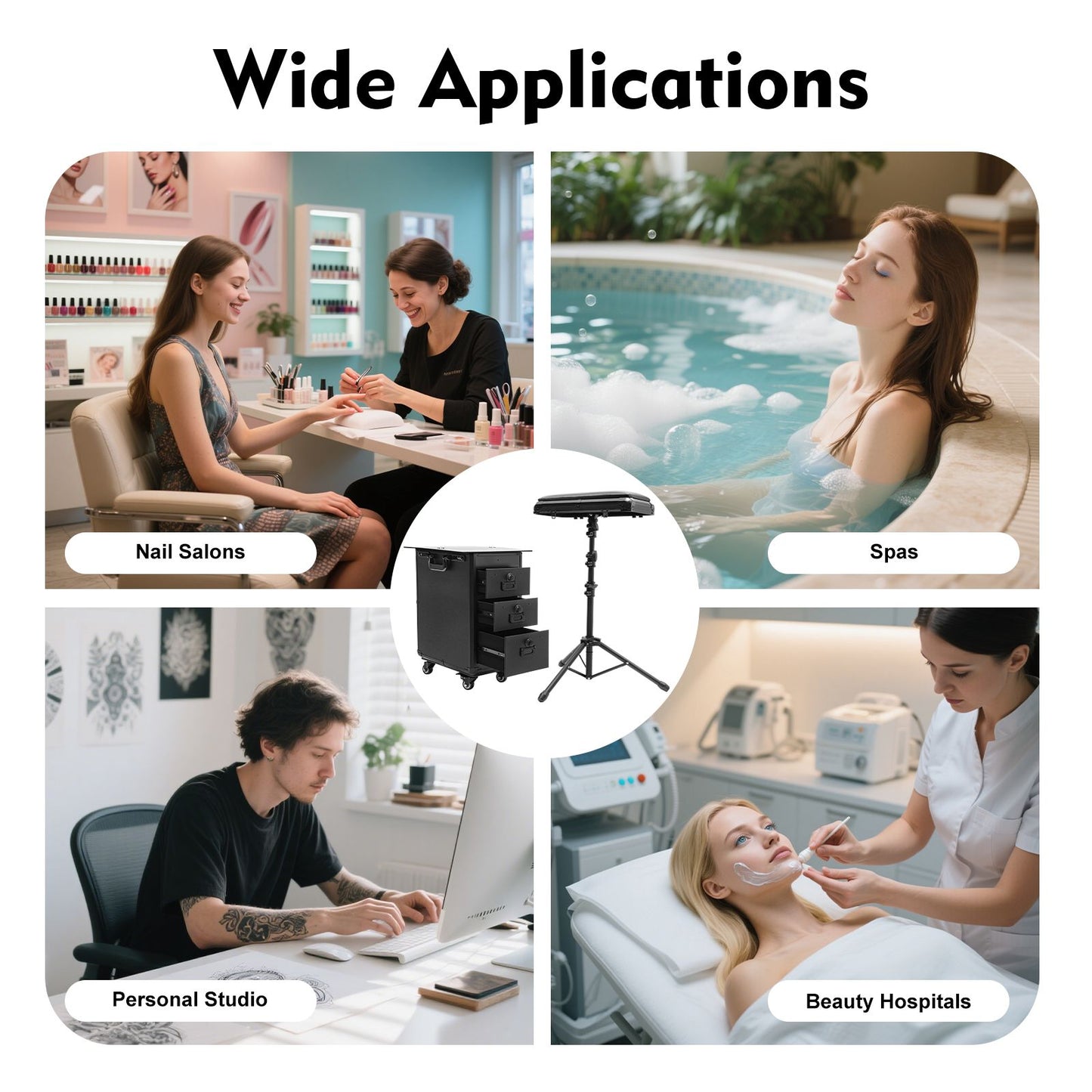 Tattoo Travel Case Rolling Cart Tattoo Workstation Makeup Suitcase for Professional Artists Hair Barbers