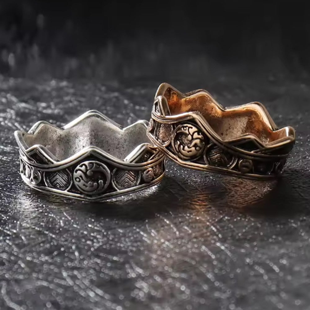 Targaryen Ring Cosplay Three Head Dragon Golden Alloy Metal Rings Fancy Props Halloween Party Costume Accessories Gifts Xmas