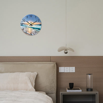 Modern Fashion Marble Texture Pattern 4mm Thickeneded Tempered Glass Wall Clock Living Room Bedroom Kitchen Home Decoration Wall Clock Silent Quartz Clock Holiday Gift 12 Inches 14 Inches 16inch (Without Battery)