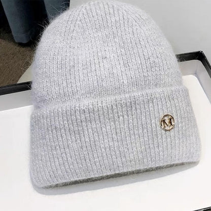 Chapéu de Inverno Feminino Outono Inverno, Gorro de Malha Grosso Versátil, Chapéu de Inverno Quente à Prova de Vento de Cor Sólida para Mulheres, Boné Casual para Atividades ao Ar Livre