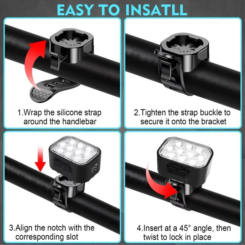 BUCKLOS Bicycle Rear Light Front Light 1100mAh LED COB Waterproof Bike Lamp USB Rechargeable Mtb Road Bike Taillights Bike Parts