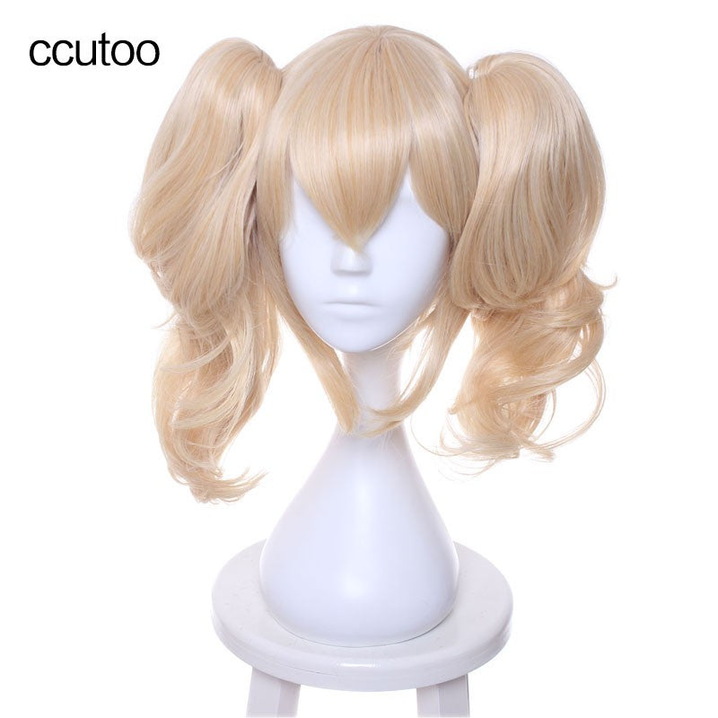 ccutoo Lelouch of the Rebellion Anya Alstreim Peruca de Cabelo Sintético Cacheado Dourado e Loiro com Rabos de Cavalo com Clipes para Cosplay