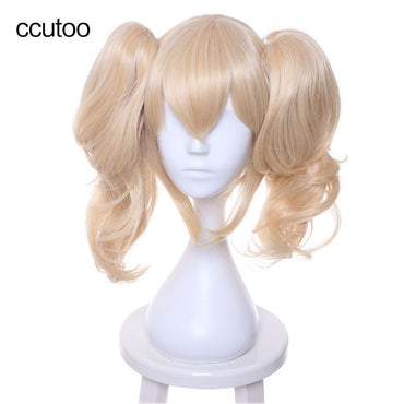 ccutoo Lelouch of the Rebellion Anya Alstreim Golden Blonde Mix Curly Synthetic Hair Cosplay Costume Wigs With Chip Ponytails