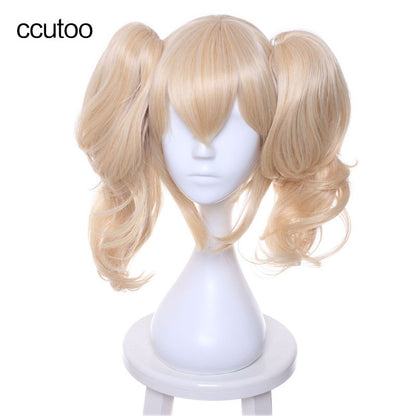 ccutoo Lelouch of the Rebellion Anya Alstreim Peruca de Cabelo Sintético Cacheado Dourado e Loiro com Rabos de Cavalo com Clipes para Cosplay