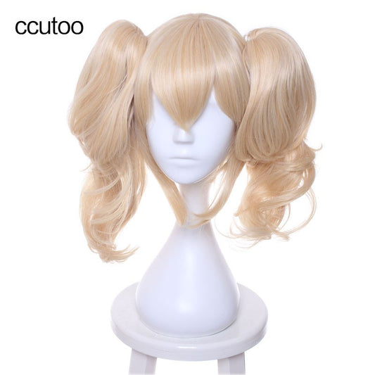 ccutoo Lelouch of the Rebellion Anya Alstreim Golden Blonde Mix Curly Synthetic Hair Cosplay Costume Wigs With Chip Ponytails