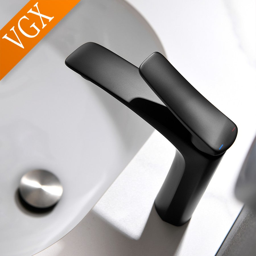 Torneiras de Luxo VGX para Banheiro Misturador de Lavatório Torneira Gourmet Quente e Fria Latão Cromado Preto Dourado Escovado