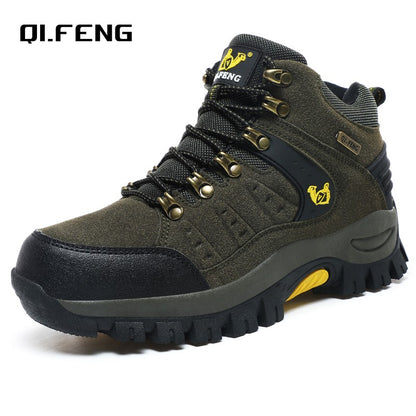 Botas Masculinas Clássicas Modernas para Tornozelo Botas de Caminhada Resistentes ao Desgaste em Camurça de Vaca Tênis de Caminhada Confortáveis Masculinos Sapatos Táticos