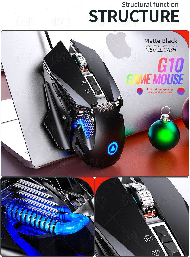 G10 Wired Mechanical Mouse RGB Backlit 200-7200DPI 6000FPS Macro Programming Gaming Mouse with Anti Interference Magnetic Ring