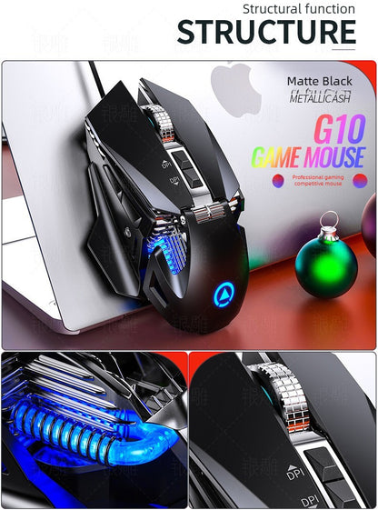 G10 Wired Mechanical Mouse RGB Backlit 200-7200DPI 6000FPS Macro Programming Gaming Mouse with Anti Interference Magnetic Ring