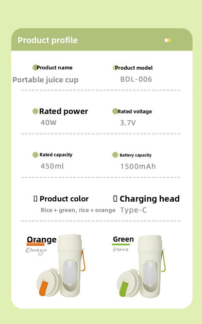 Multifunctional Portable Juicer Cup 2 in 1 Sports High Capacity Fruit and Vegetable Cup Outdoor Juicer Juicer CupFruit Vegetable